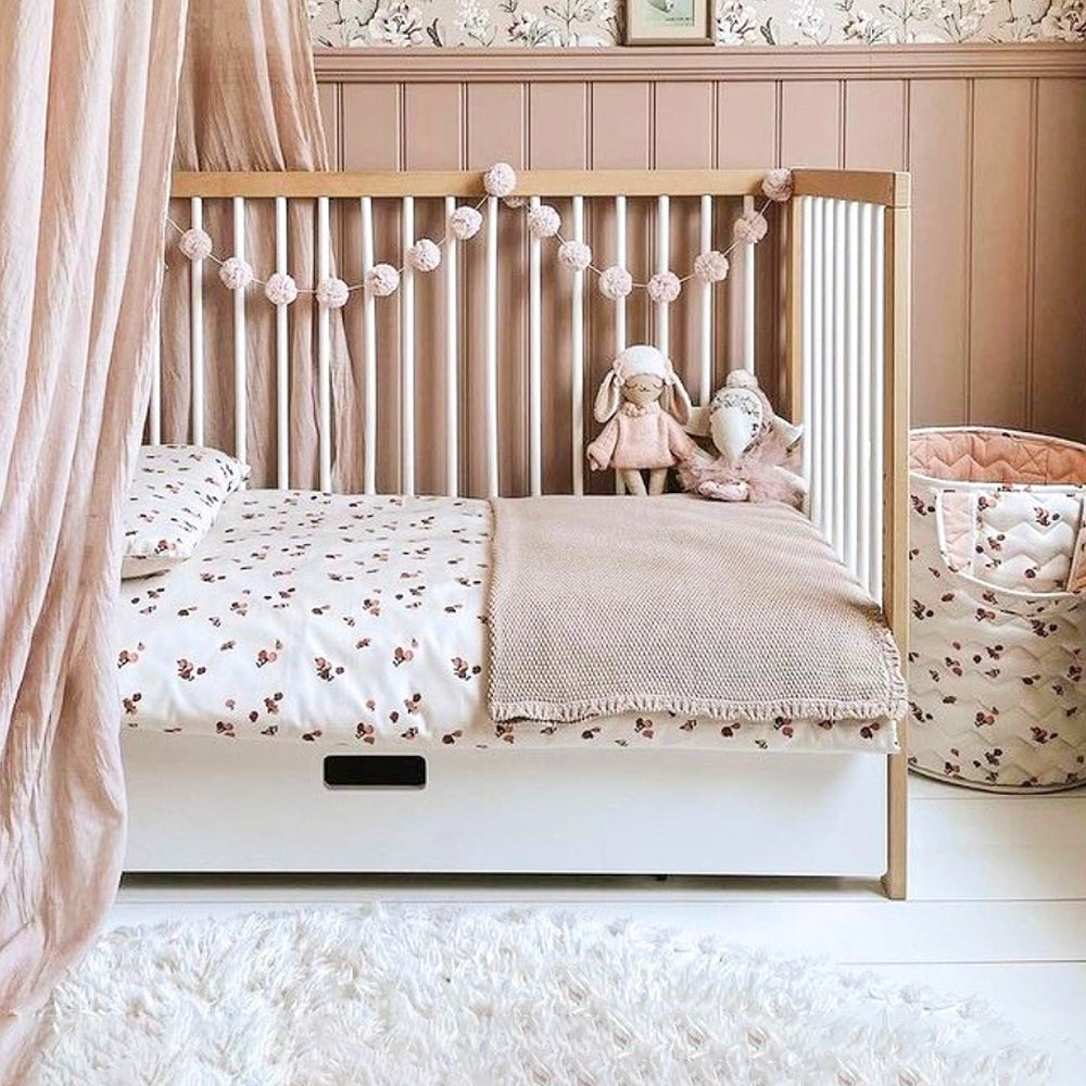 Mokee Mini Cot Bed Under Drawer Storage 120x60 cm My First Nursery
