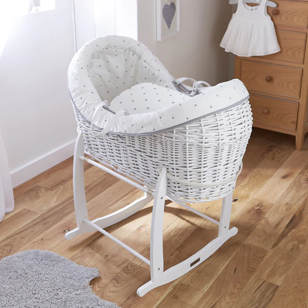 Clair de Lune Lullaby Hearts White Wrapover Noah Pod Moses Basket