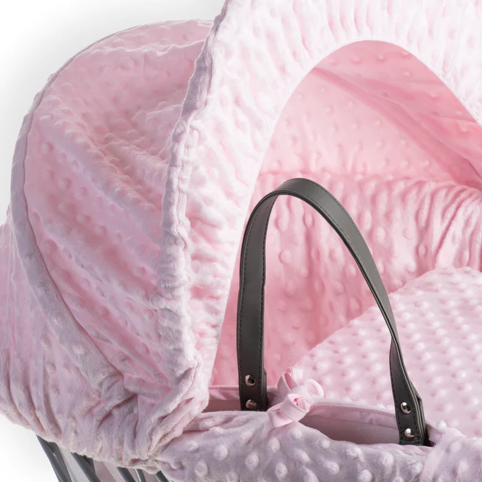 Grey and pink wicker moses basket shop