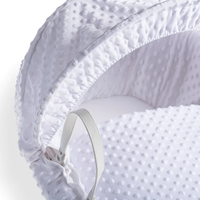 Clair de Lune Dimple White Wicker Moses Basket My First Nursery