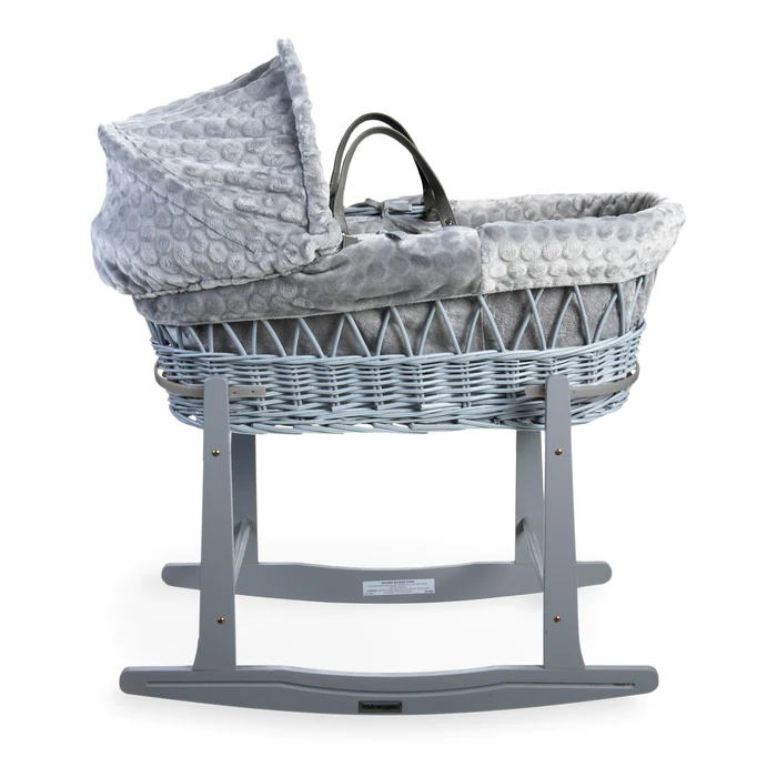 Clair de Lune Marshmallow Grey Wicker Moses Basket My First Nursery