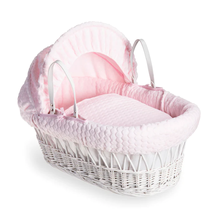 Pink wicker moses basket 2025
