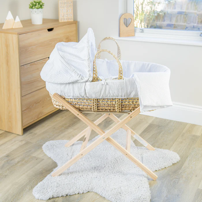 Clair de Lune Waffle Palm Moses Basket My First Nursery