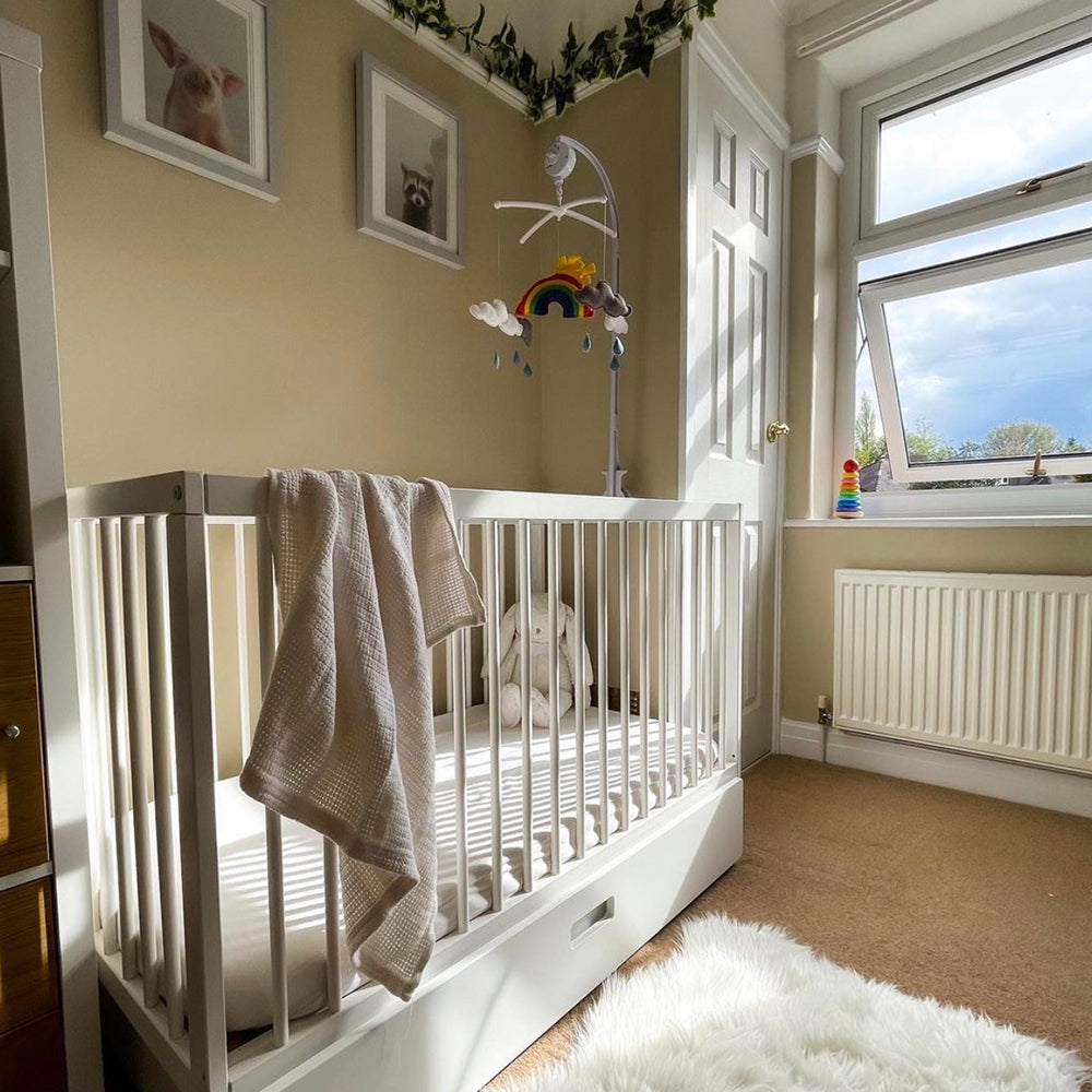 Mokee Mini Cot Bed Under Drawer Storage 120x60 cm – My First Nursery